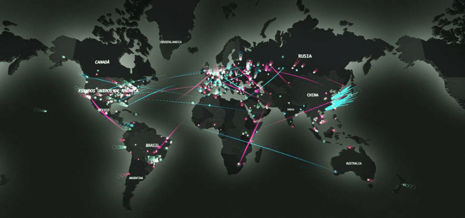 Mapa mundial ciberataques