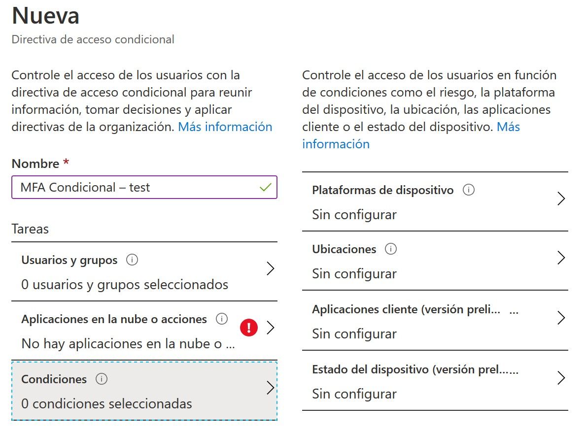 Nueva directiva de Acceso Condicional