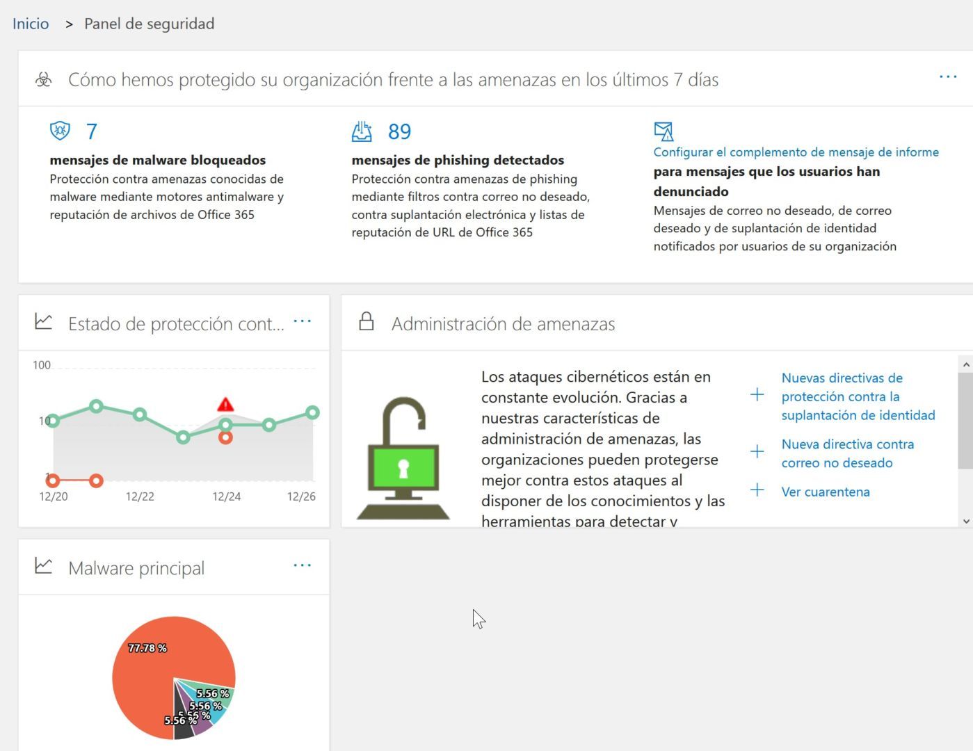 Características del Centro de seguridad y cumplimiento de Microsoft 365