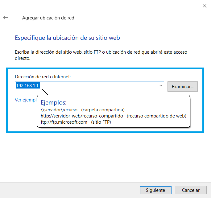 Ubicación de red FTP Windows