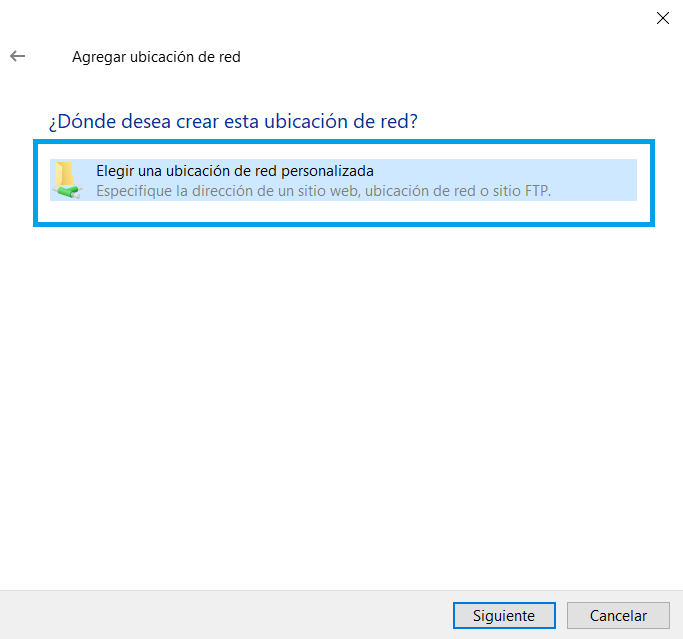 Ubicación de red FTP Windows